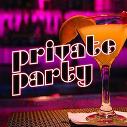 Private party sign with martini glass